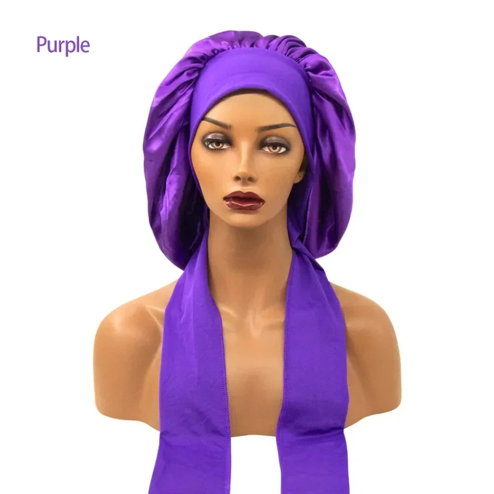 Satin Sleep Cap with Streamer