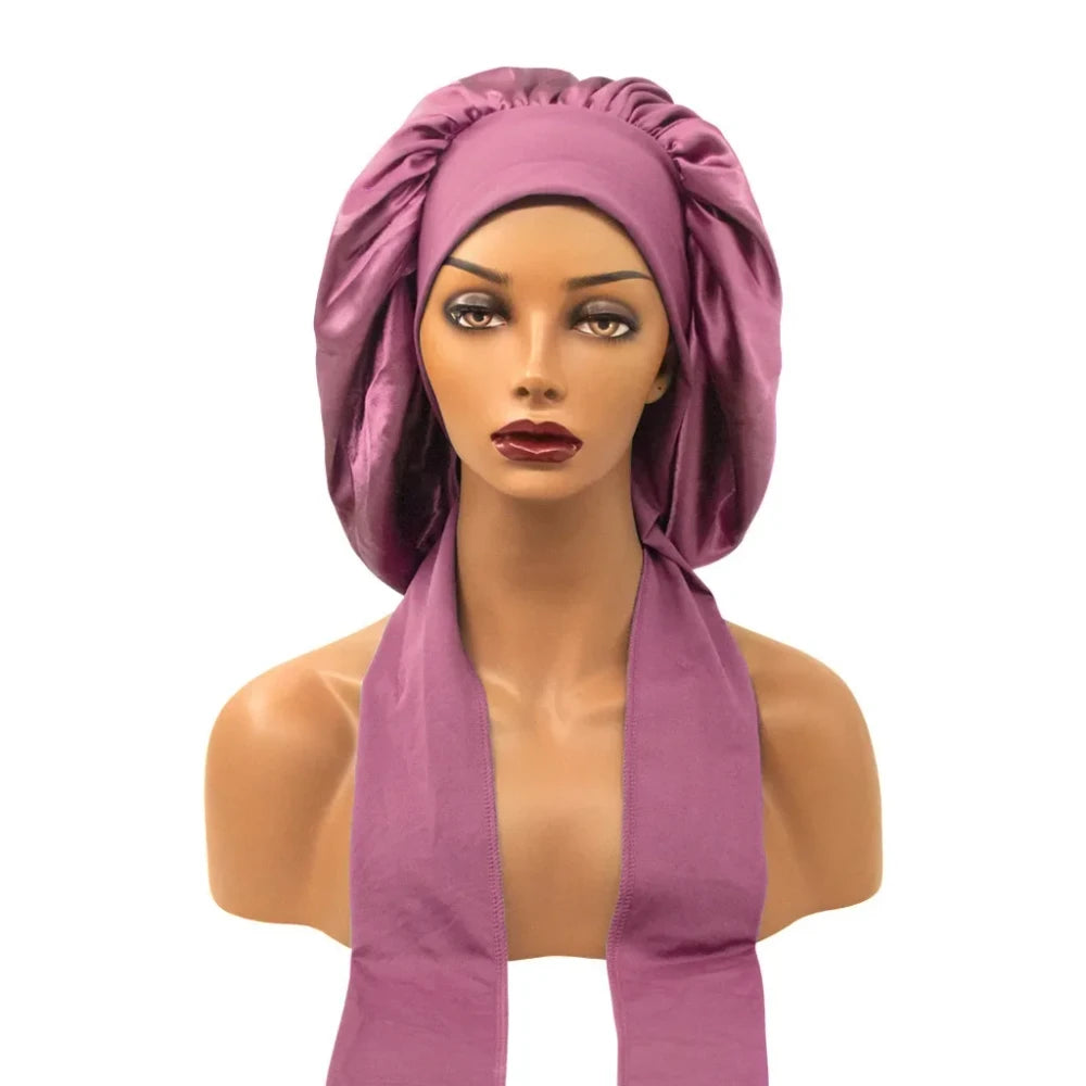 Satin Sleep Cap with Streamer
