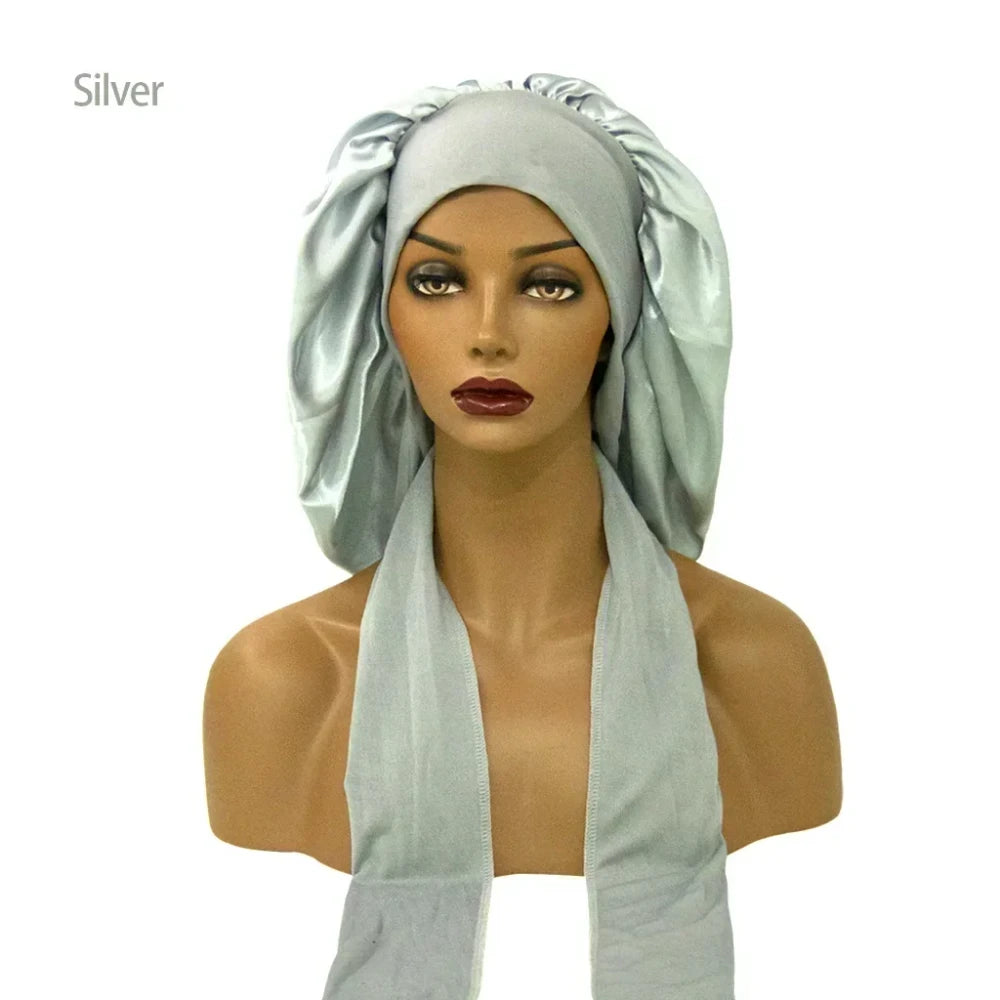 Satin Sleep Cap with Streamer