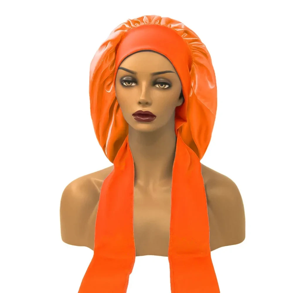 Satin Sleep Cap with Streamer