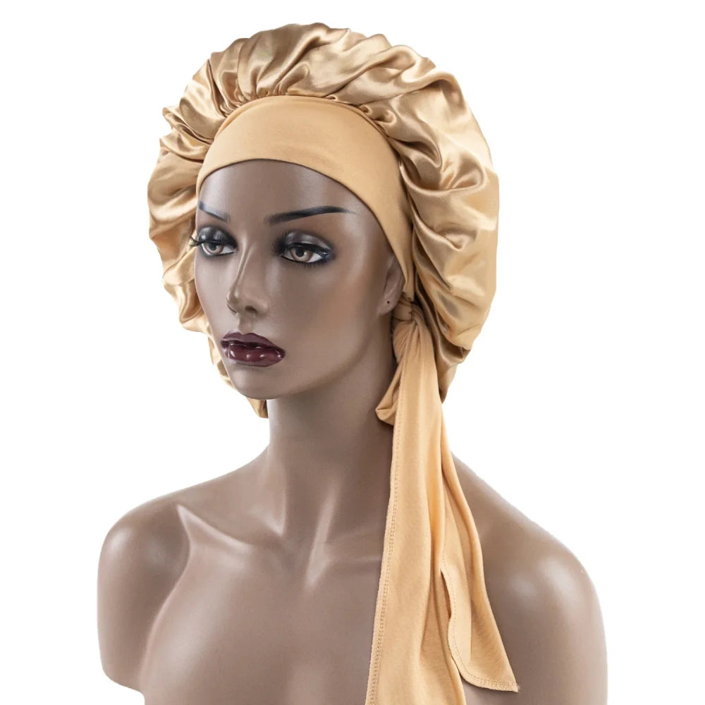 Satin Sleep Cap with Streamer
