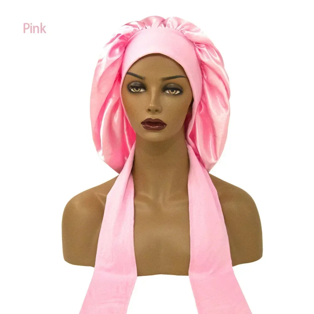 Satin Sleep Cap with Streamer